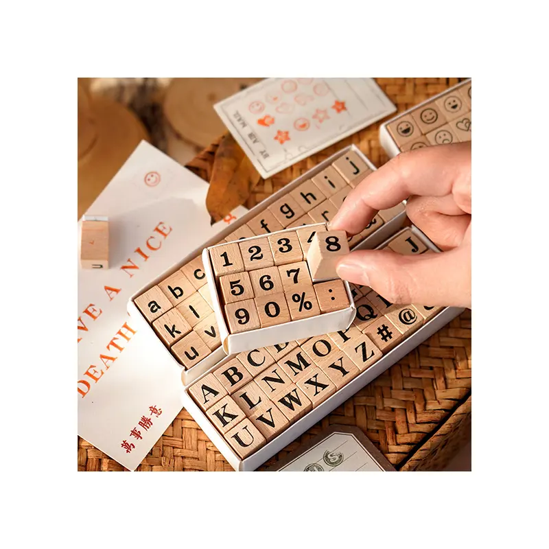 Offre Spéciale bureau gaufrage Logo Alphabet en bois bricolage numéros timbres ensemble