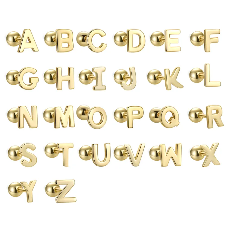 एक बी सी डी ई एफ g एच मैं जम्मू k एल एम एन ओ p क्यू आर एस टी यू v w x एक्सवायजेड के आकार कस्टम पुराना सोना मढ़वाया प्रारंभिक पत्र कान की बाली