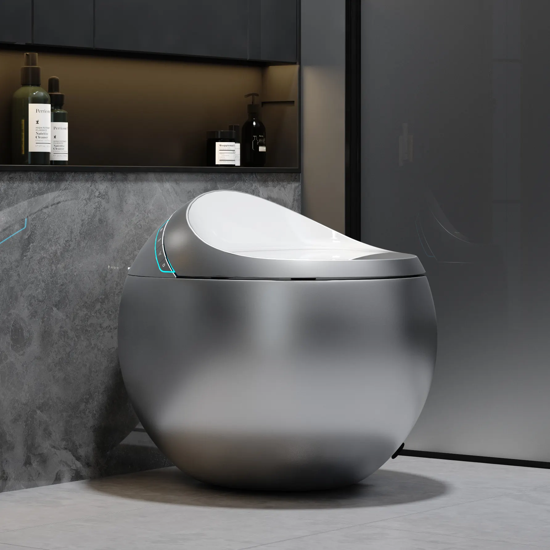 Desain baru kamar mandi peralatan kamar mandi cerdas One Piece Wc Toilet mangkuk bentuk telur bulat otomatis Smart Toilet
