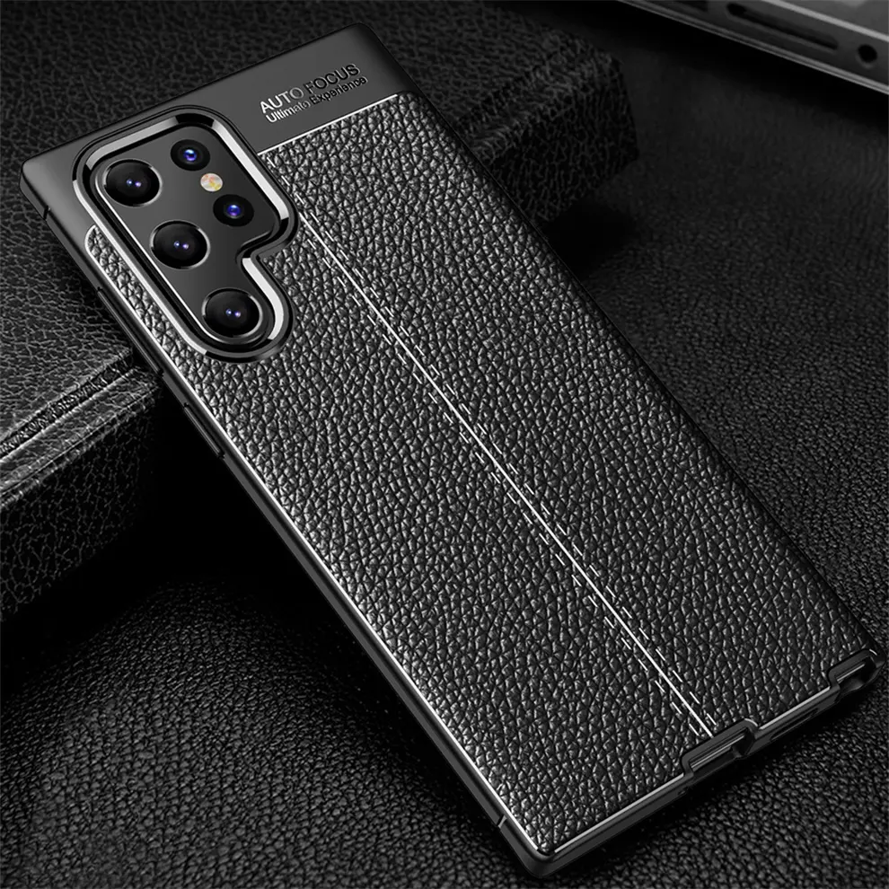 Shockproof TPU Soft Leather Litchi Silicone Phone Case For Samsung S23 S22 S21 Ultra Galaxy z flip 3 Folding Mobile Phone Cases