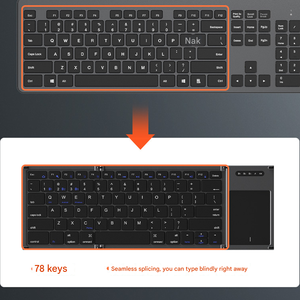 Teclado silencioso táctil grande, Mini teclado plegable de tableta portátil de empalme sin costuras para teclado de interfaz tipo C - Product Image 4