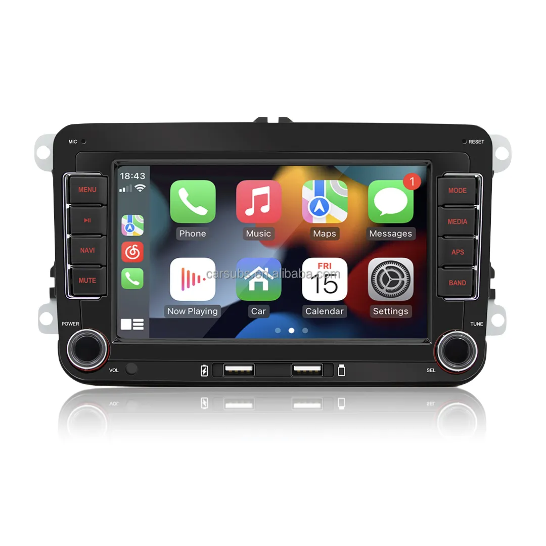 Reproductor de DVD con GPS para coche, estéreo de 7 pulgadas con Android, pantalla táctil grande, 2G, 64G, Carplay, para VW, Golf, Bora, Caddy