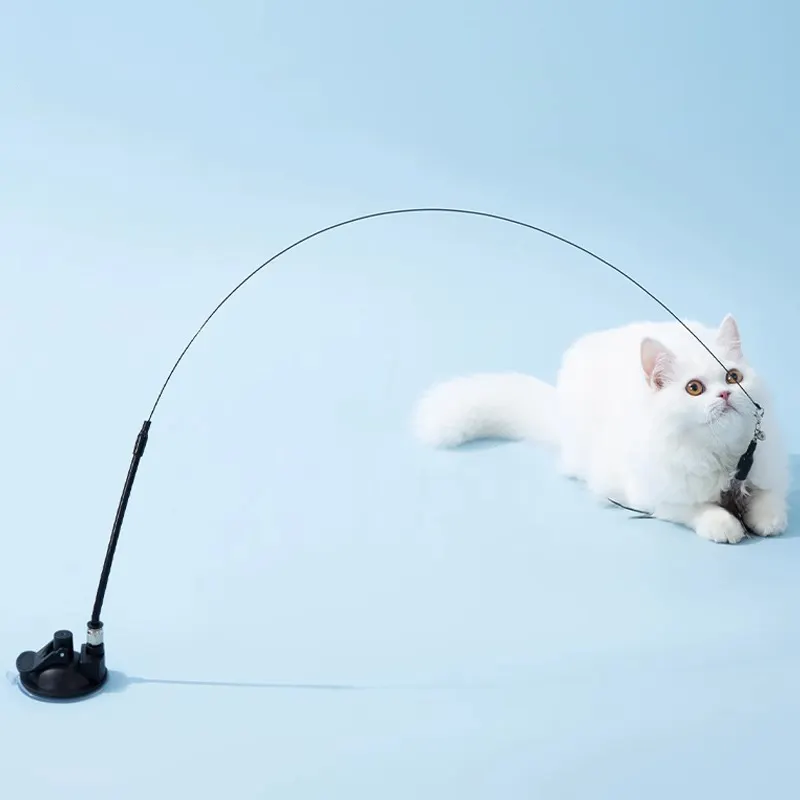 Aspirazione interattiva di simulazione interattivo di alta qualità uccello Teaser bacchetta del gatto giocattolo per il gattino divertente giocando