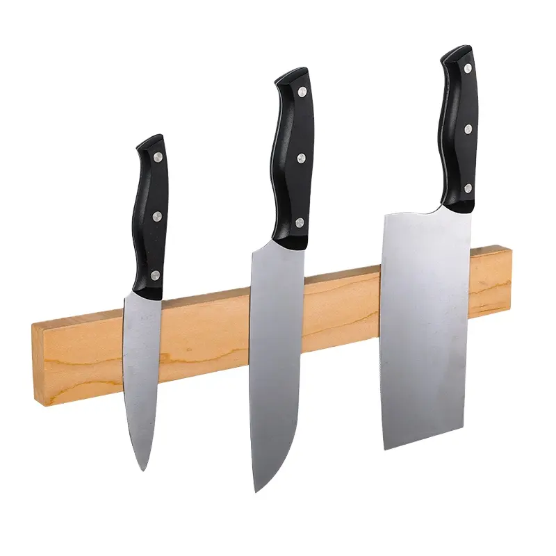 Portacoltelli in legno magnetico in gomma da 18 pollici potenziato portacoltelli in bambù per coltelli e utensili da cucina