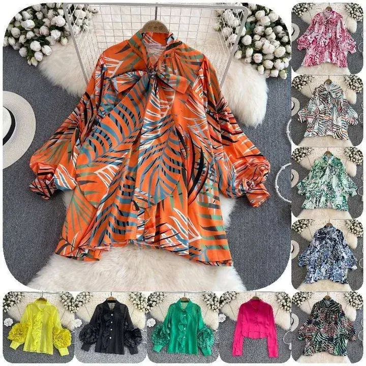 Wholesale Fashion Female Elegant Printed Shirt Chiffon Loose Long Sleeve Blouse Ladies' Office Blouses Women's Blouses & Shirts