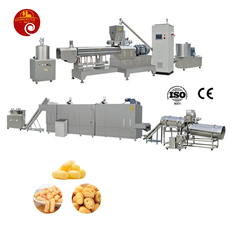 Endüstriyel üretim hattı tam otomatik e n e n e n e n e n e n e n e n e n e vidalı ekstruder mısır cipsi puf aperatif yemek yapma makinesi