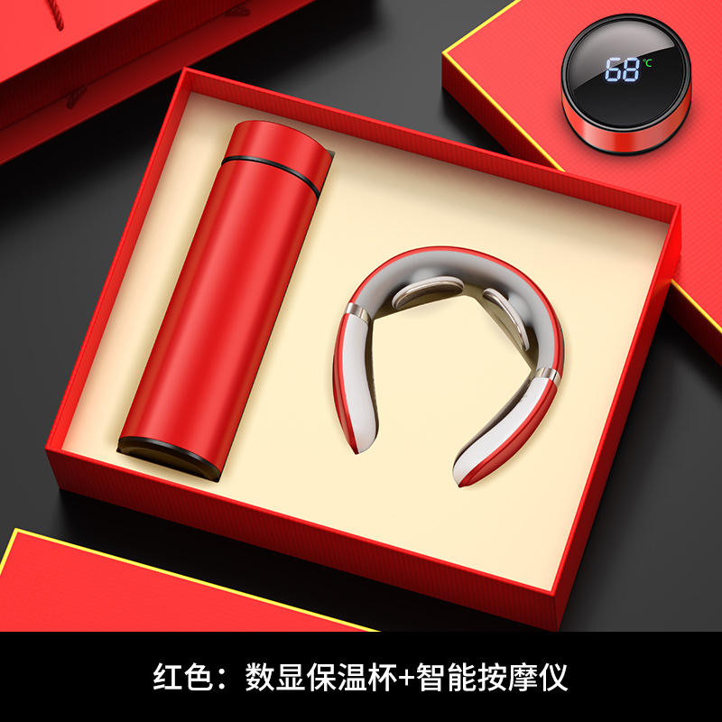 Coffret cadeau de masseur de tasse à affichage numérique rouge