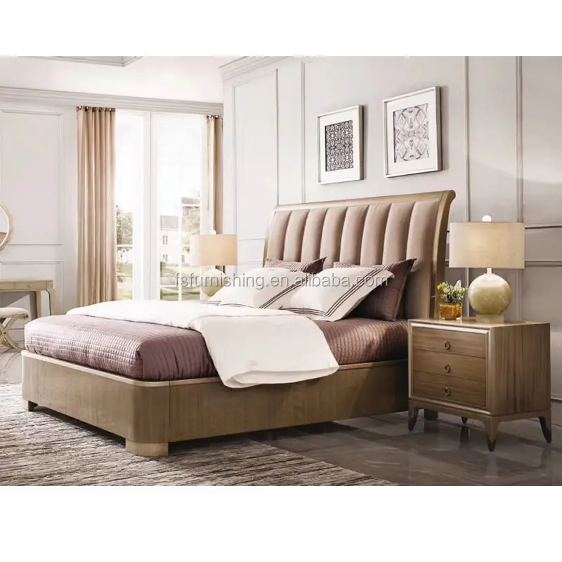 C815 Foshan Momoda 2021 latest customized velvet fabric wooden frame Nordic style King size double bed for villa bedroom use