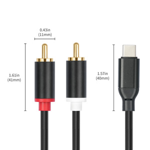 USB tipo C a Dual RCA R/L Y Splitter Cable estéreo Chip DAC incorporado Línea de audio duradera para Smartphone Laptop Amplificador Altavoz - Product Image 6