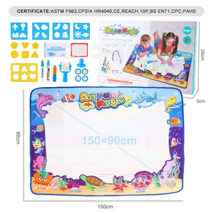 Zhorya matras gambar air pendidikan dini anak-anak tikar lukisan coretan 150*90 alas lukisan ajaib tikar corat-coret ajaib Aqua - Product Image 4