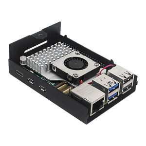 Carcasa protectora de aleación de aluminio Raspberry Pi 5, carcasa de Metal negro para Rpi 5th Compatible con ventilador de refrigeración y radiador