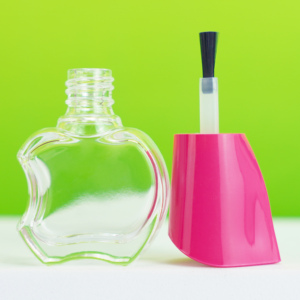 12ml all'ingrosso vuoto vuoto trasparente a forma di mela Gel bottiglie di vetro smalto con coperchio spazzola alla rinfusa olio per unghie contenitore