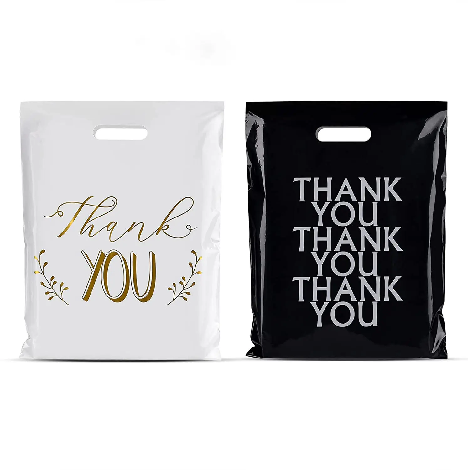 Custom Printed Plastic Bags With Die Cut Handle Logo Retail Shopping Bags