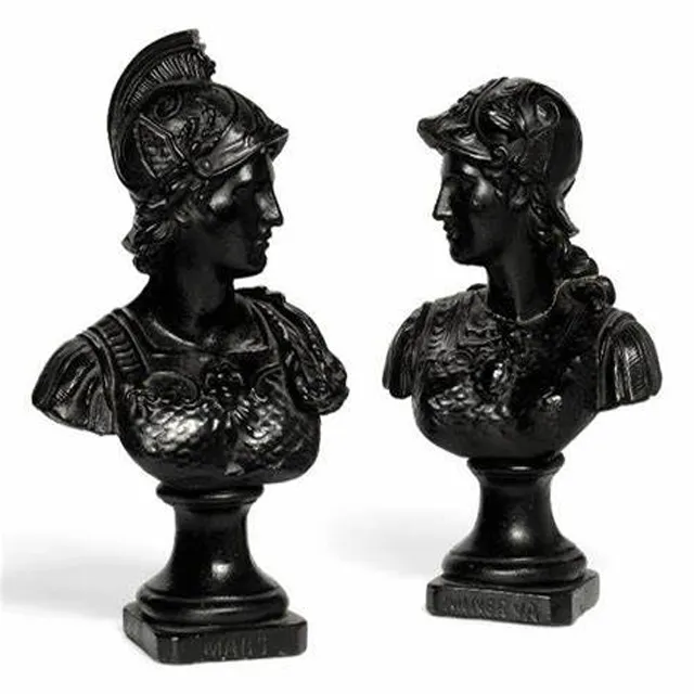 Busto negro de resina personalizado, yeso Mars y Minerva, venta al por mayor