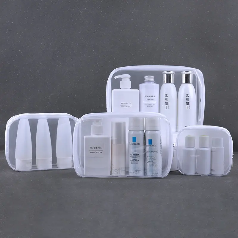 Sacs cosmétiques sac de toilette de voyage étanche organisateur de maquillage plastique PVC transparent avec fermeture éclair pochette à fermeture éclair quotidienne