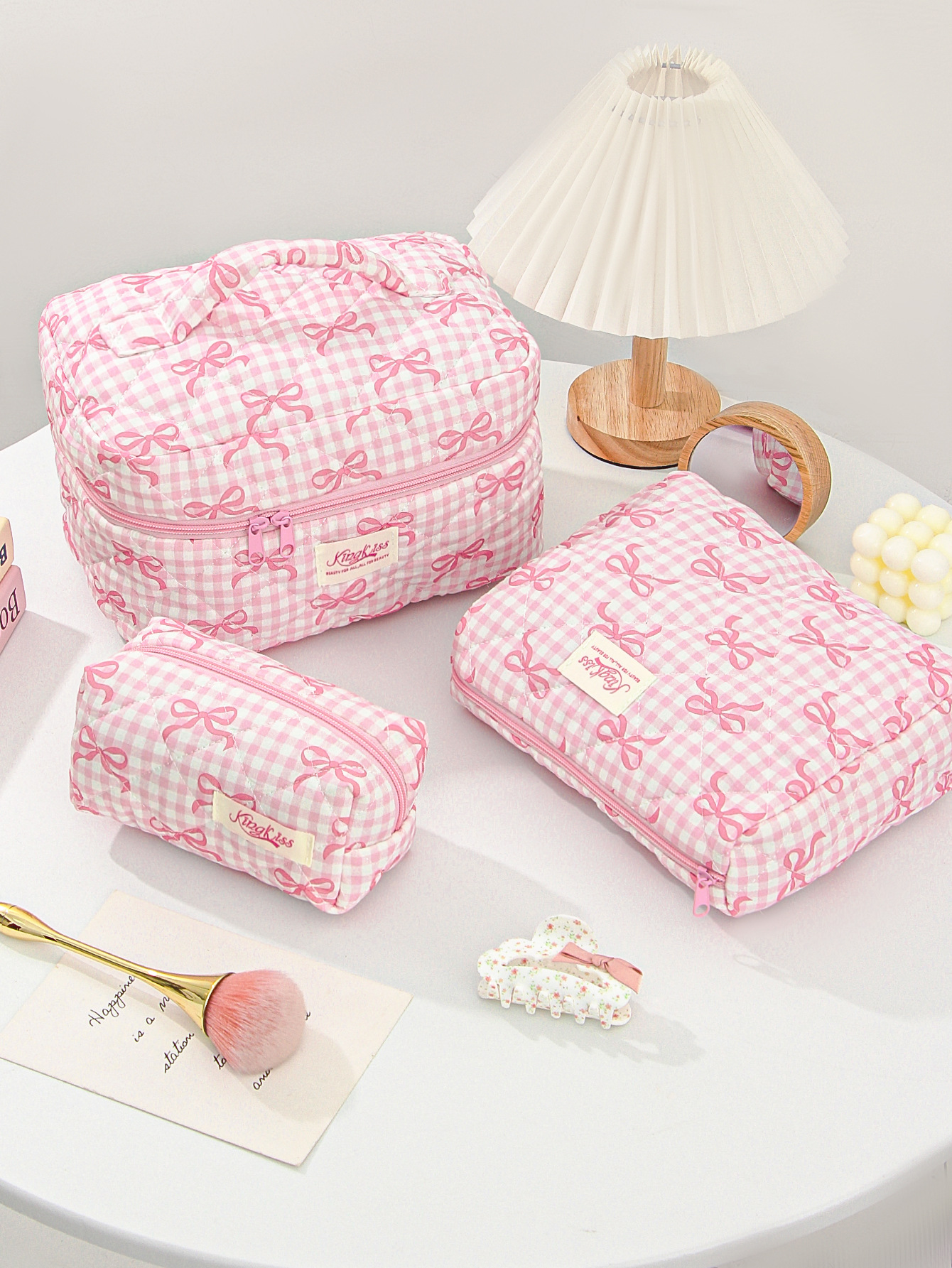 Pink plaid large bow