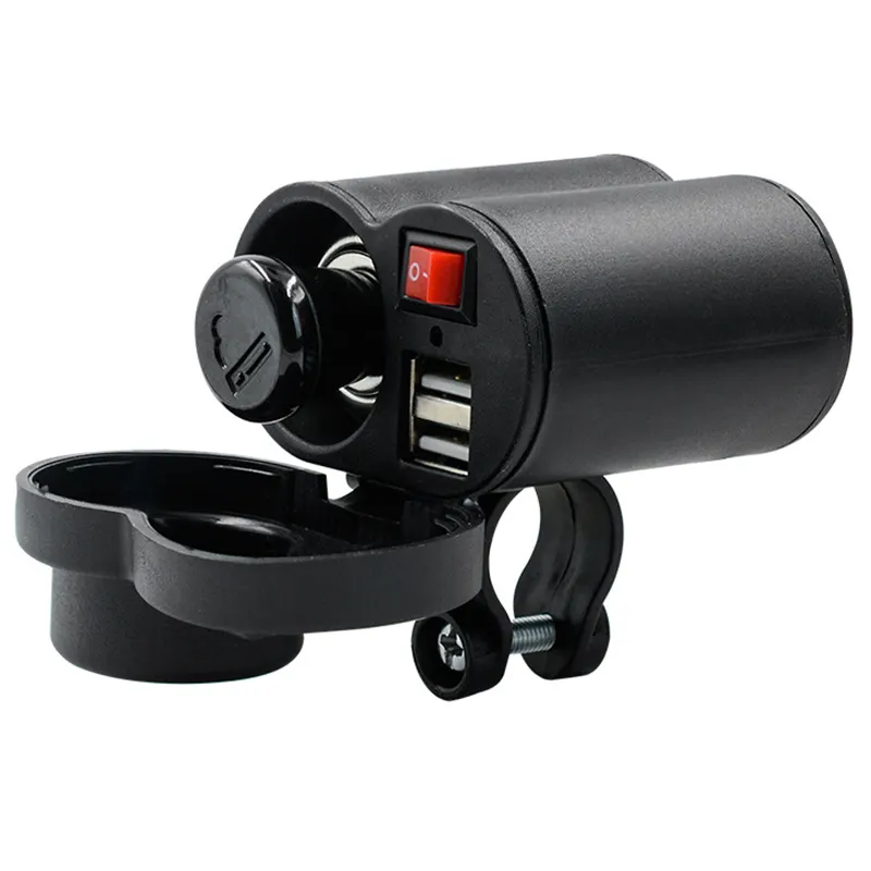 New durable motorbike cigarette lighter socket with dual USB charger