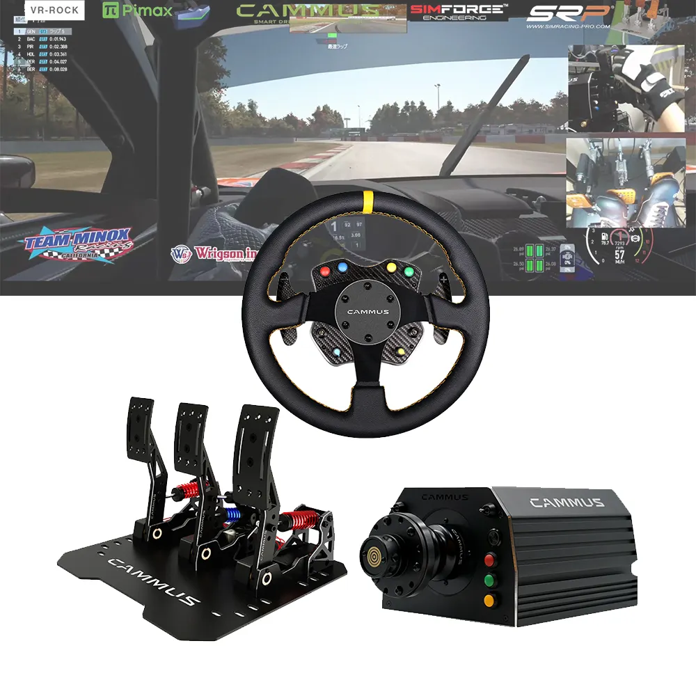 CAMMUS Professional Amusement Game Machine Kit Racing Simulator PC Gaming Steering Wheel and Pedals