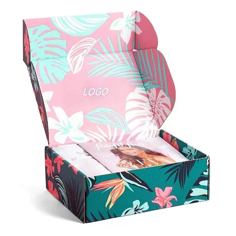 Tamaño personalizado Corrugado Mailer Envío Embalaje Caja de papel con logotipo para ropa Calcetines Ropa interior Vestido