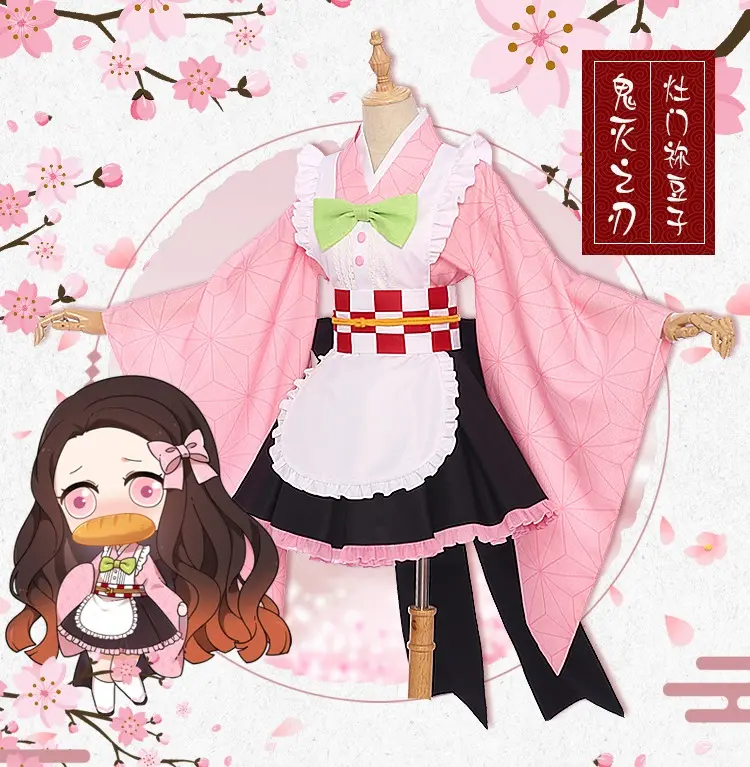 Cosplay Anime Kochou Shinobu Kamado Nezuko Kanroji Mitsuri Kimono Empregada Uniformes Cosplay Traje Lolita Sexy Dress
