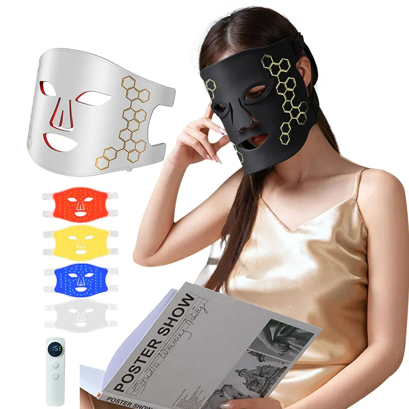 Vendita calda professionale senza fili 4 colori in Silicone Led maschera rossa luce infrarossa fotone terapia della pelle per la cura del viso maschera