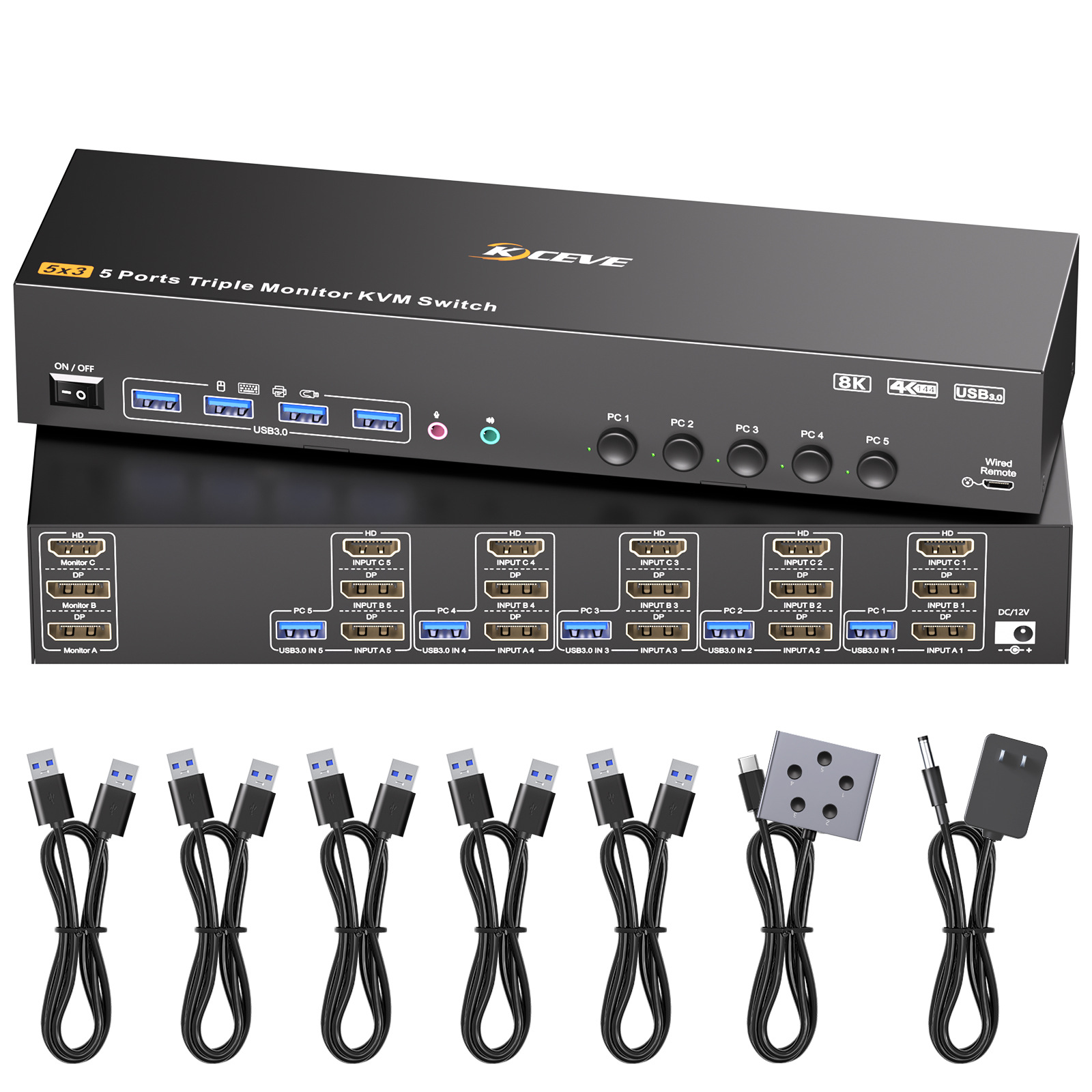 Moniteurs noirs EU-US-UK-AU-HDMI 2DP-8K5-3