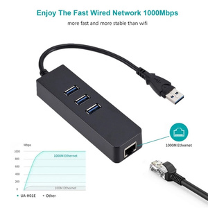USB千兆以太网适配器1000Mbps USB集线器3.0局域网有线网卡Rj45端口USB分离器Win/Mac电脑 - Product Image 5
