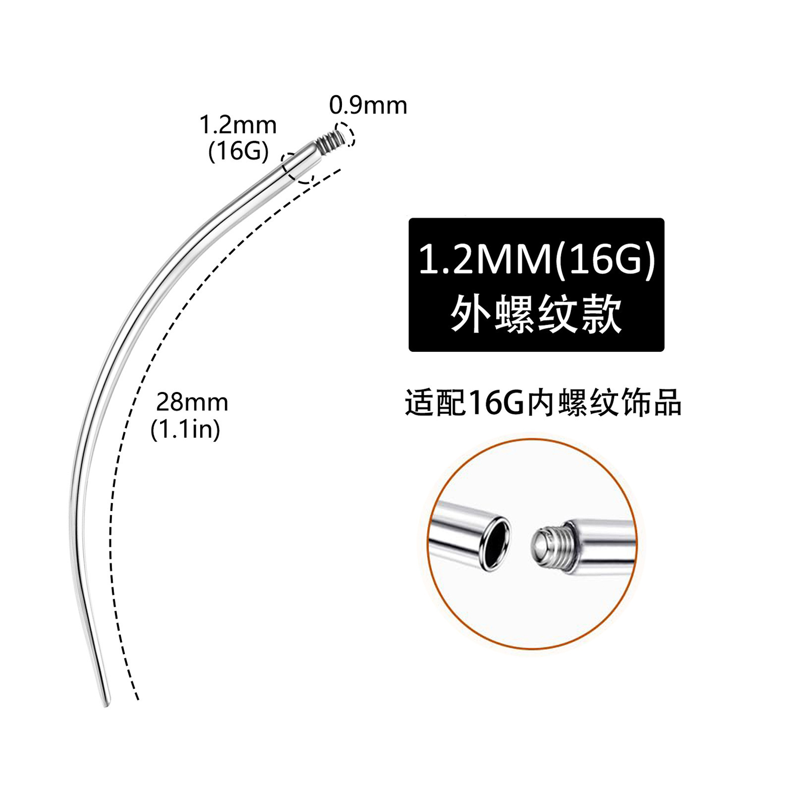 Bent external thread type 1228m09