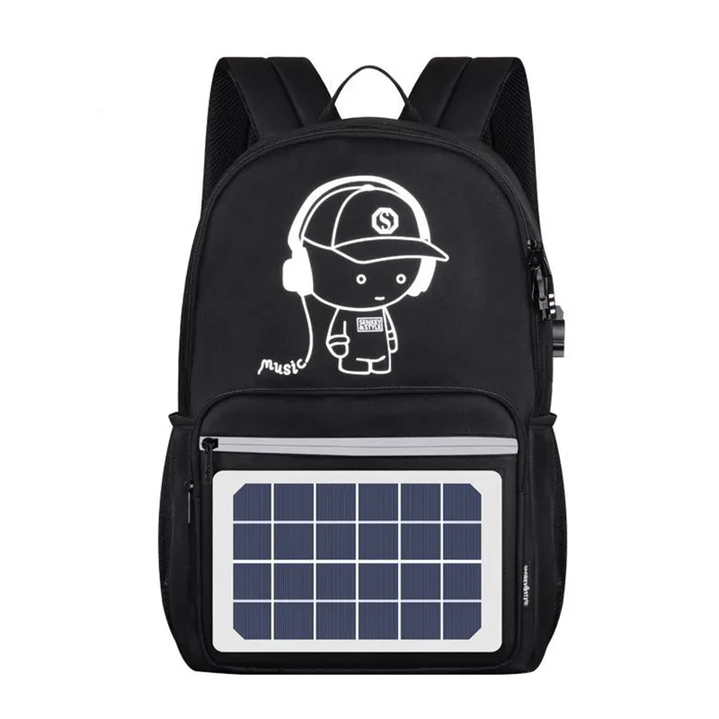 Hochwertiger wasserdichter Solarstrom-Rucksack mit Solarpanel-Schult aschen rucksack