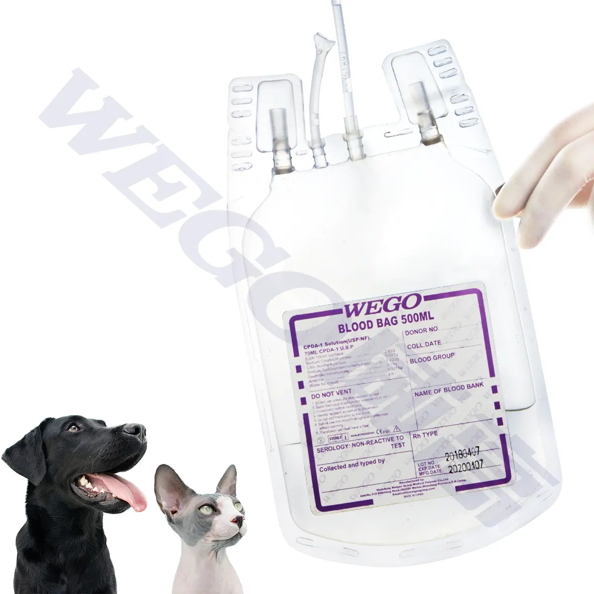 LHL105 पशु चिकित्सा आधान रक्त बैग के लिए रक्त बैग जानवरों पीवीसी रक्त बैग के लिए चिकित्सा पशु
