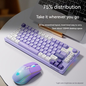 EWEADN V75 75% Teclado portátil de diseño silencioso 2,4G Inalámbrico para Bluetooth Modo dual RGB Interfaz USB Teclado de computadora New Pro