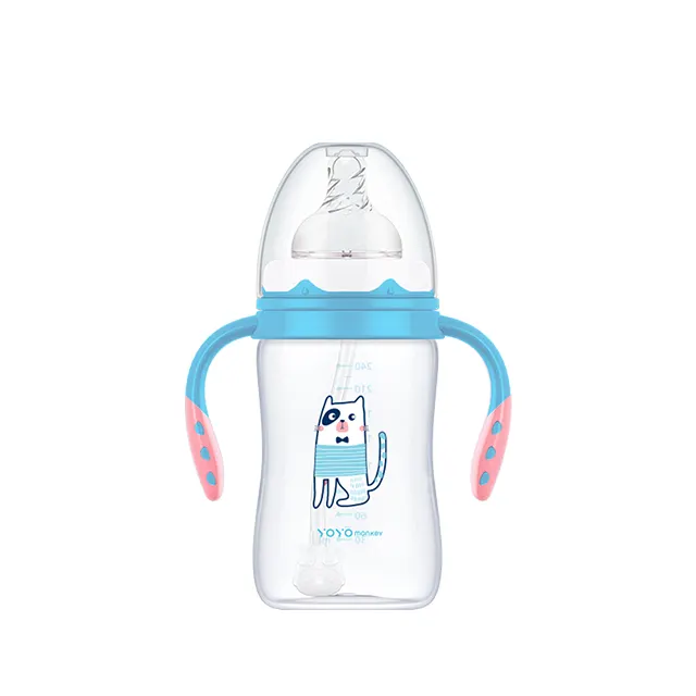 Vendita calda Bpa free Natural Latch Anti Colic PP bottiglia per allattamento bottiglie per il latte a collo largo con capezzoli a flusso V per neonati 80Z/240mls