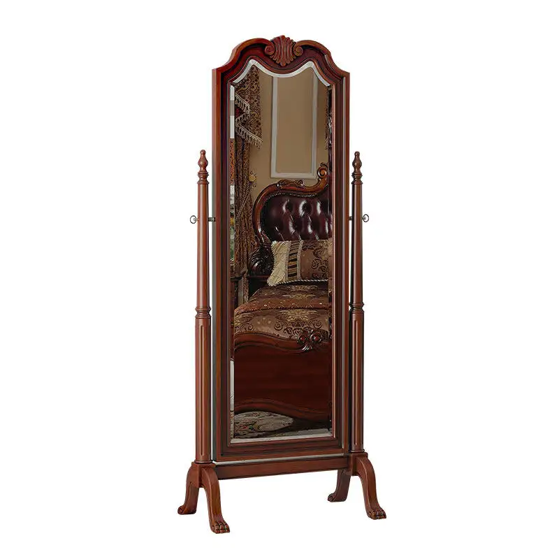 Espejo de tocador giratorio para dormitorio, marco de madera antiguo de estilo americano, L433