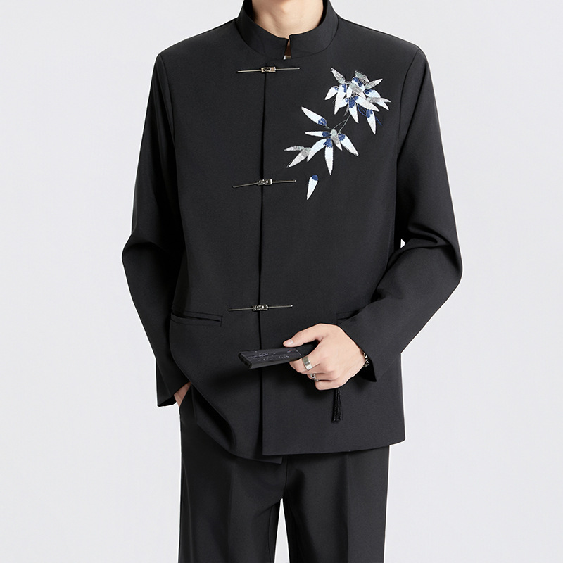 Zs13 zhongshan suit-black