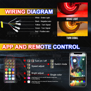 12/14/15.5/17 Inch RGBW Wheel Ring <strong>Light</strong> Chasing Color and Pure White Color Wheel Rim <strong>Light</strong> with Brake and Turn Signal Function