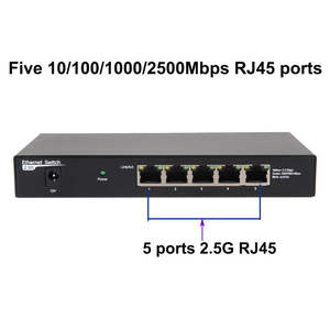 Tak ve çalıştır 5 port tam 2.5G ethernet ağ anahtarı yüksek hızlı metal kabuk 2500Mbps Ethernet yönetilmeyen anahtarı - Product Image 3