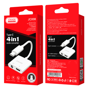 JOKADE Popular 3.5mm Portable Line Control Type-C <strong>4</strong> in <strong>1</strong> <strong>Audio</strong> Converter for Listening to Songs/Charging/Wire Control/Calling - Product Image 1