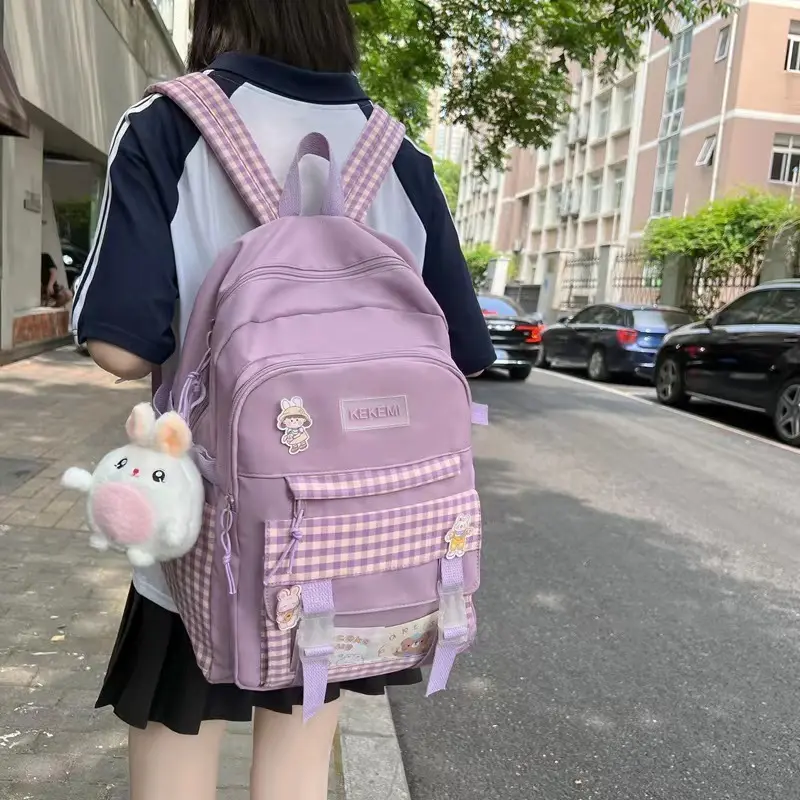 Sac à dos en toile pour femme, sacoche d'école, de voyage, d'école, vente en gros, 5 pièces