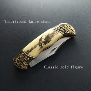 มีดพกพกพาแบบวินเทจทำด้วยมือด้ามทองเหลืองขนาดเล็กฟันปลา420HC ใบมีดสแตนเลสปรับแต่งได้สำหรับคอลเลกชัน EDC - Product Image 5