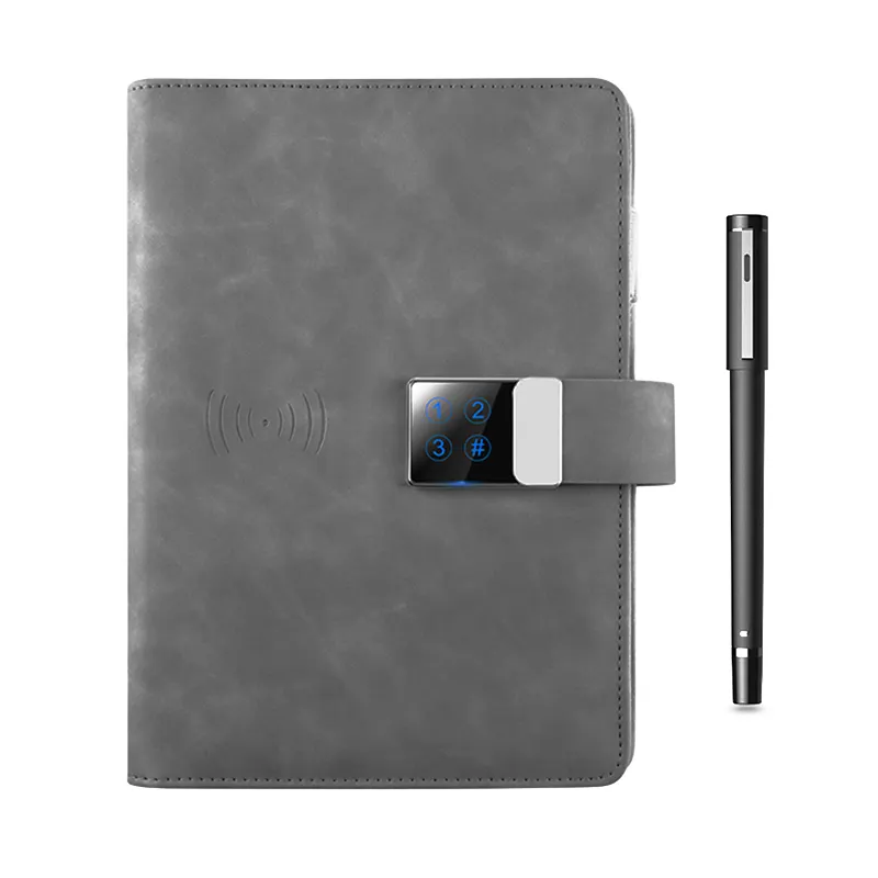 Passcode secret diary notebook kunci kata sandi atau kunci sidik jari pengisi daya nirkabel power bank buku harian pen drive notebook