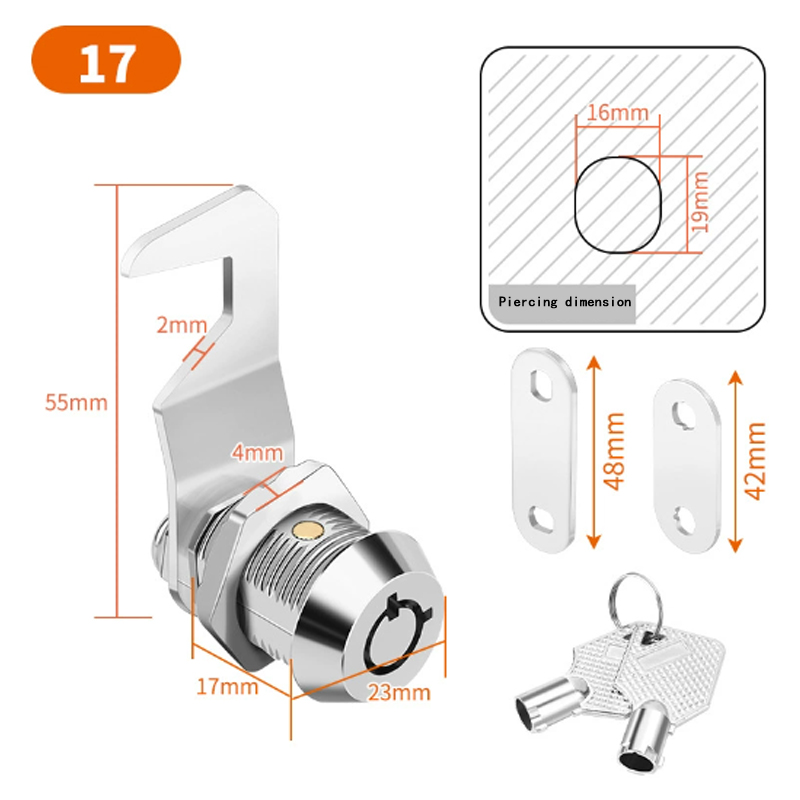 17mm multi-color single-opening alloy key - 2 keys