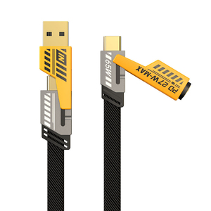 K100 yüksek hızlı 3 In1 USB şarj kablosu naylon örgülü 4 in 1 veri kablosu Logo kamera bilgisayar kullanımı için 3 in 1 LED şarj aleti kablosu - Product Image 1