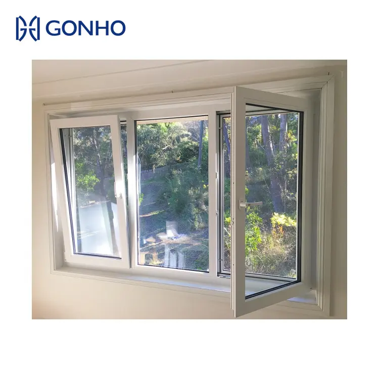 GONHO stile popolare in alluminio profili di inclinazione e rotazione finestre con doppi vetri a battente finestra Design Grill