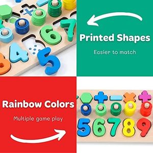 モンテッソーリ木制数学ブロック1歳就学前の子供教育パズルソーター形状スタッカーステーキングゲームカウント - Product Image 3
