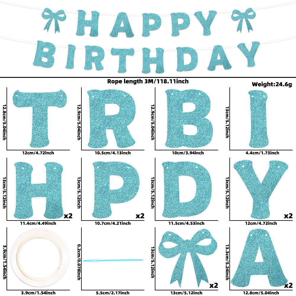 t blue glitter letter style-3m wire