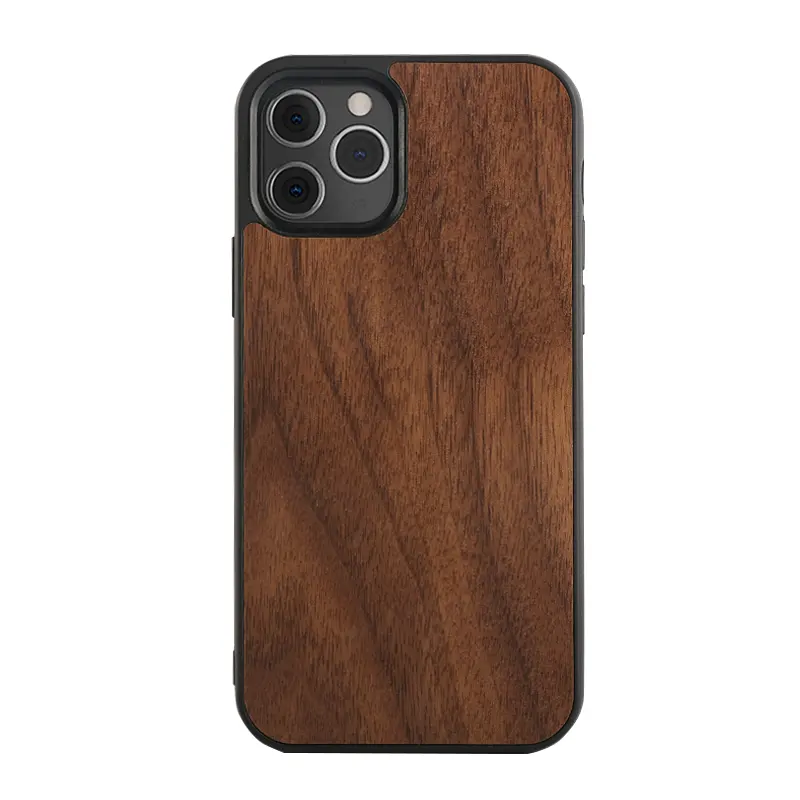Iphone के लिए 12 13 14 प्रो/प्रो मैक्स/मिनी उच्च गुणवत्ता की लकड़ी Tpu संरक्षण सेल फोन के मामले में रिक्त बांस लकड़ी के मामले थोक