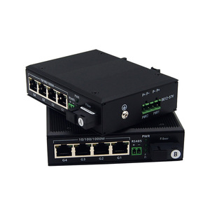 Transceptor Industrial RS485 a Ethernet de fibra de datos, convertidor de medios con 4 Gigabit 10/100/1000Mbps, Puerto RJ45, módem óptico - Product Image 1