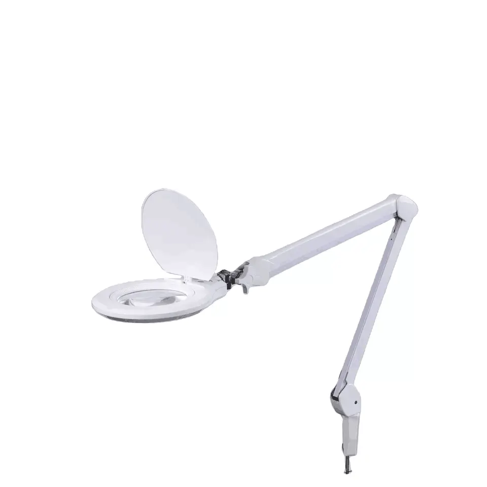 Lâmpada de aumento LED com braçadeira de metal, lâmpada de mesa com luz de lúmenes e braço oscilante para artesanato