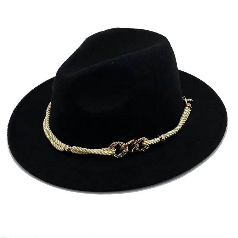 Decorado Com Fake Lã Fedora Chapéu Para As Mulheres Inverno Quente Aba Larga Personalizado Feltro Jazz Cap Para O Homem