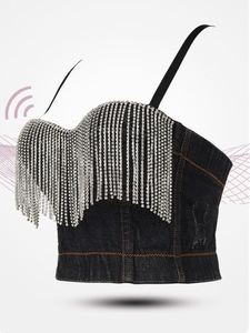 BR285 <strong>Pretty</strong> Tassel Sexy Luxe Denim Corset <strong>Top</strong>